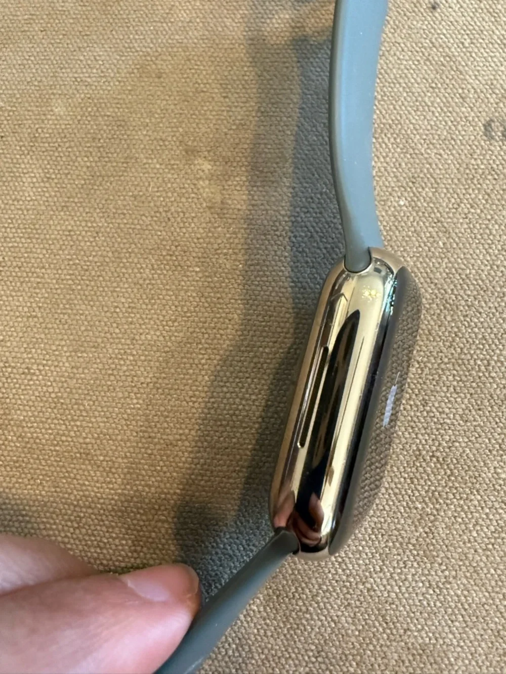 Apple Watch Series 8 Gold Stainless Steel with Olive Green Sport Band